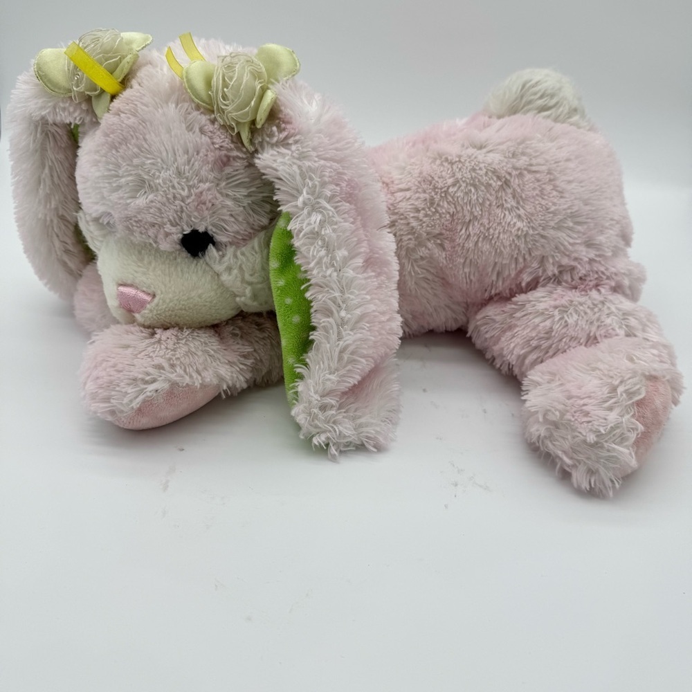 Floppy Bunny Rabbit Plush Green Polka-dot Ears Stuffed  Animal Toy Size 18"